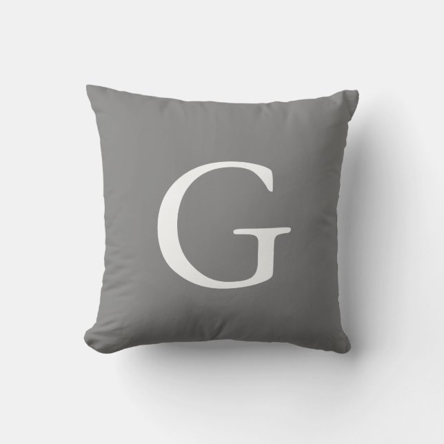 Monogrammed Grey Cushion (Front)
