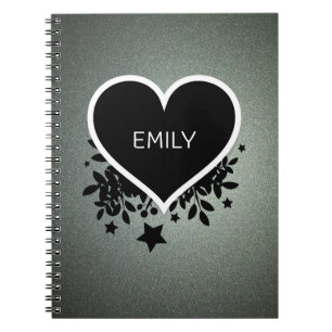 Monogrammed Grey Green Glitter Notebook