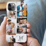 Monogrammed Grey Marble 5 Photo Collage Case-Mate iPhone Case<br><div class="desc">Customised iPhone case with your initial, multi photo collage and grey marble background. The photo template is set up ready for you to add your pictures, working clockwise from top right. The marble is a subtle watercolor design. The photo collage uses landscape and portrait formats to give you a variety...</div>