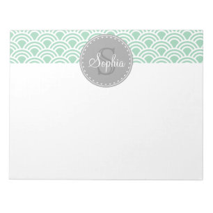 Monogrammed Grey Mint Modern Pattern Notepad