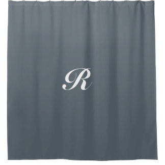 Monogrammed Grey Solid Colour Personalised Custom Shower Curtain
