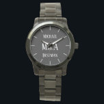 Monogrammed Groomsman Bestman Father Groom Bride<br><div class="desc">This watch has 3 text fields allows you to add up to three initials for a monogram,  a title (bestman,  groomsman,  ringbearer usher father of the bride or groom) and a date of the wedding or other text as desired. Keep the words short to ensure they fit the space.</div>