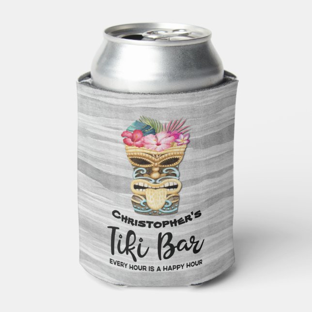 Monogrammed Groomsmen Tiki Bar Bachelor Party Can  Can Cooler (Can Front)
