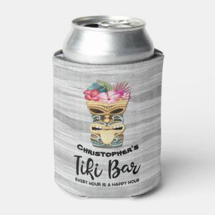 Monogrammed Groomsmen Tiki Bar Bachelor Party Can  Cooler