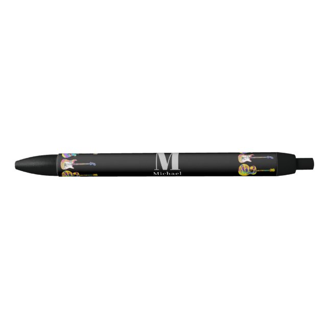 Monogrammed Guitar Black Ink Pen (Front)