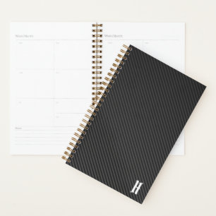 Monogrammed "H" Faux Carbon Fiber Cover Planner