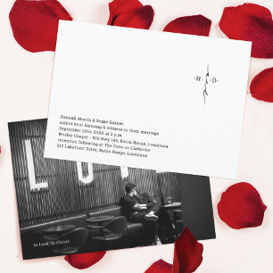 Monogrammed Hand Lettered Chic Cross Wedding Invitation