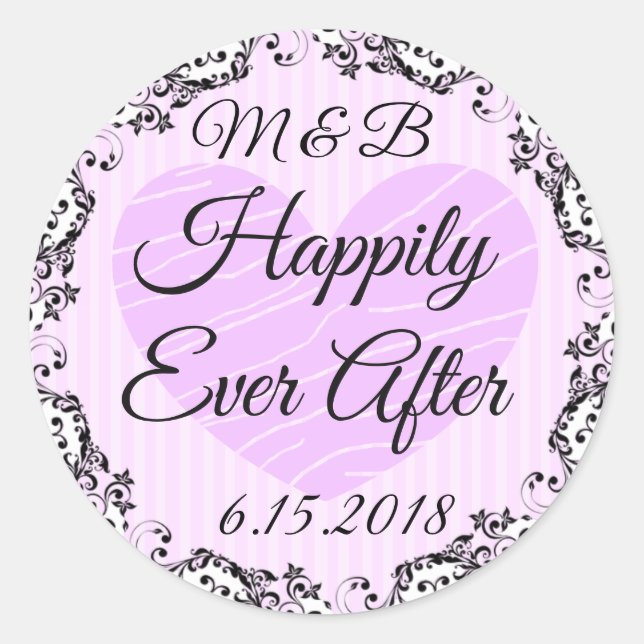 Monogrammed Happily Ever After Wedding Stickers (Front)