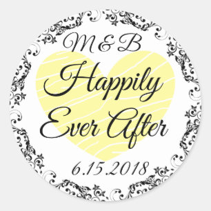 Monogrammed Happily Ever After Wedding Stickers