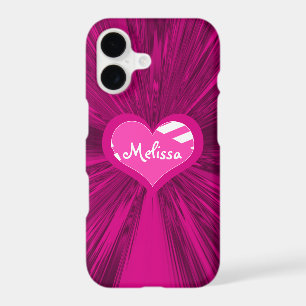 Monogrammed Heart and Magenta Satin