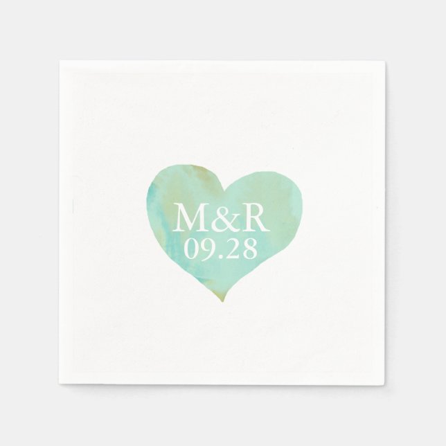 monogrammed heart wedding napkin (Front)