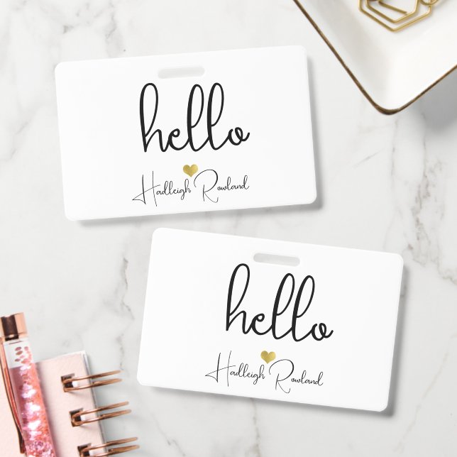 Monogrammed Hello Name ID Badge (Office)