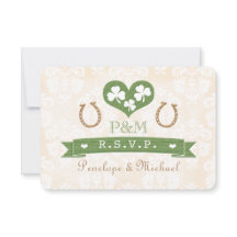 Monogrammed Horseshoe Shamrock Response Card RSVP