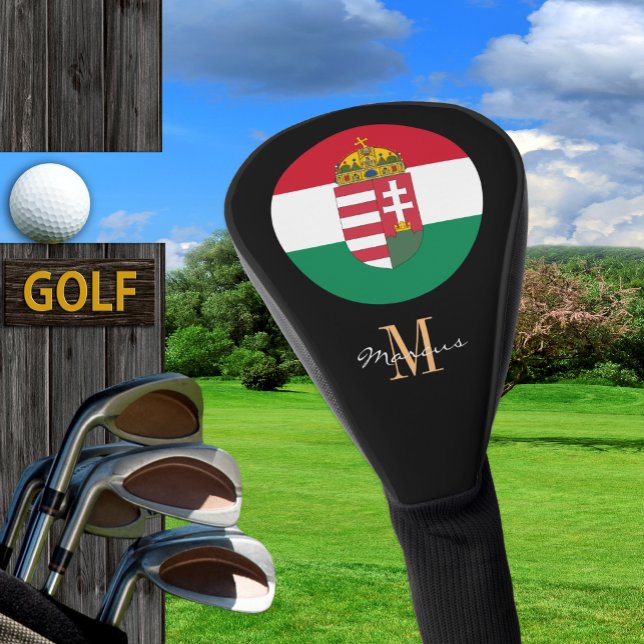 Monogrammed & Hungarian Flag Golf Clubs Covers (Hungary Golf Head Cover / flag, emblem, monogram)