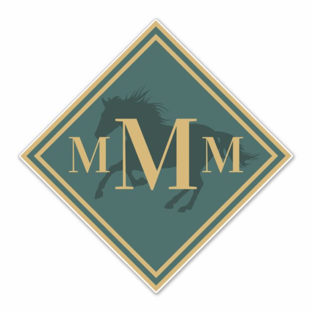 Monogrammed Hunter Green+ Gold Horse Tack Trunk (Front)