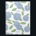 Monogrammed Hydrangea Take Note  Notebook<br><div class="desc">Customise this cheerful notebook to track your thoughts and to dos! Great for use in an office setting,  or for personal project management. Would be a cute gift for a bride in the early days of wedding planning!</div>