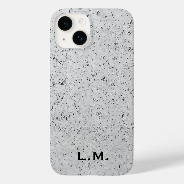 Monogrammed Illustrated Concrete iPhone Case (Back)