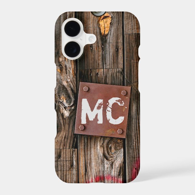 Monogrammed Industrial Rustic Wood Pattern (Back)