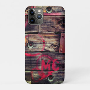 Monogrammed Industrial Rustic Wood Pattern Case-Mate iPhone Case