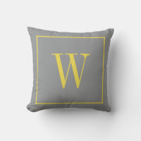 Monogrammed Inital Modern Trendy Grey Yellow