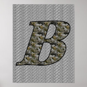 Monogrammed Initial B Hydrangea Floral Poster
