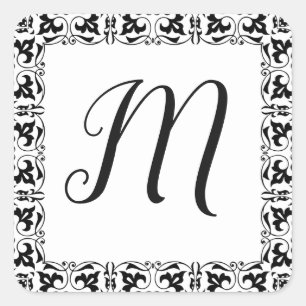 Monogrammed Initial Black and White Letter Sticker