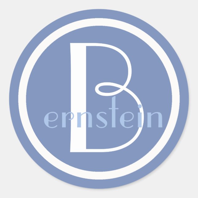 Monogrammed Initial Blue and White Letter Sticker (Front)