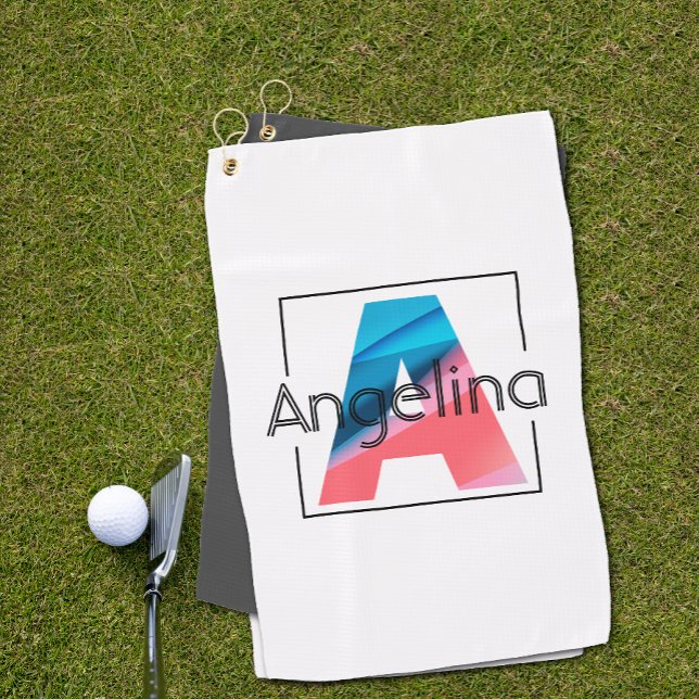 Monogrammed initial blue coral letter A golf towel (Creator Uploaded)