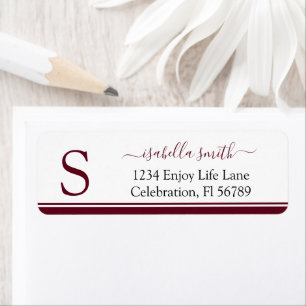 Monogrammed Initial Burgundy Return Address