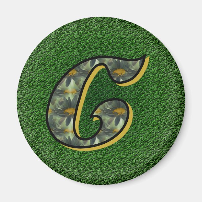 Monogrammed Initial C Black Daisies Magnet (Front)