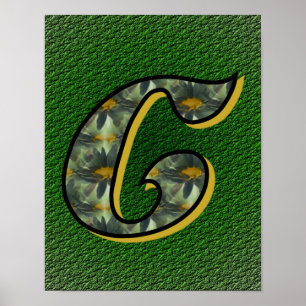 Monogrammed Initial C Black Daisies Poster