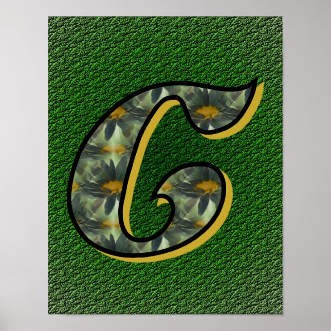 Monogrammed Initial C Black Daisies Poster (Front)
