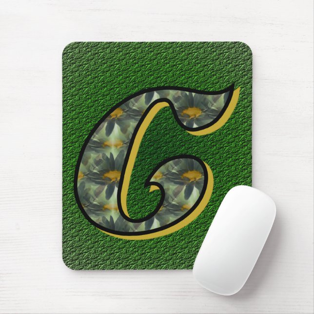 Monogrammed Initial C Daisies Mousepad (With Mouse)