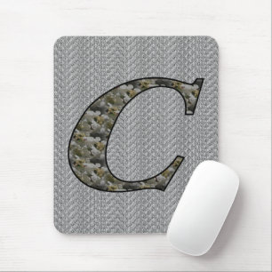 Monogrammed Initial C Hydrangea Floral Mousepad