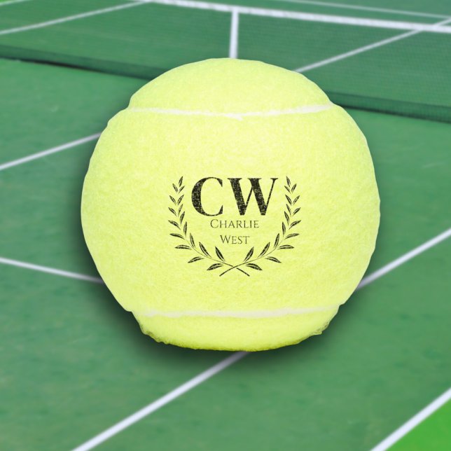 Monogrammed Initial Custom Minimalist Tennis Ball  (Custom Tennis Ball - Monogrammed Sports Gear and Gifts)