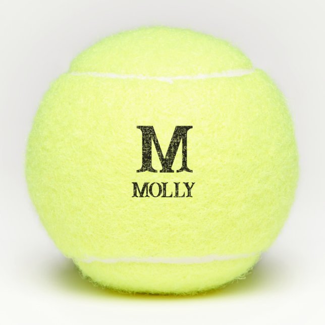 Monogrammed Initial Custom Modern Tennis Balls (Front)