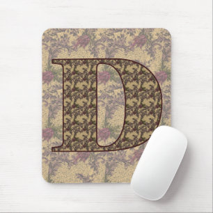Monogrammed Initial D Elegant Floral Mousepad