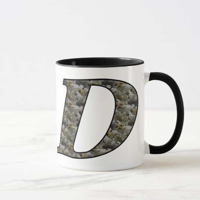 Monogrammed Initial D Hydrangea Floral Mug (Right)