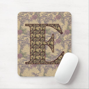 Monogrammed Initial E Elegant Floral Mousepad