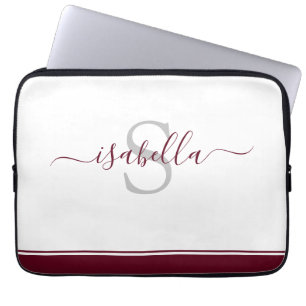 Monogrammed Initial Elegant Script Laptop Sleeve