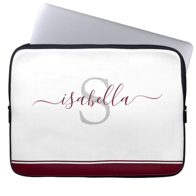 Monogrammed Initial Elegant Script  Laptop Sleeve (Front)