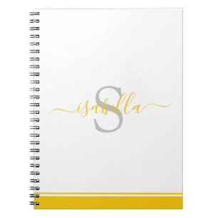 Monogrammed Initial Elegant Script Yellow Notebook