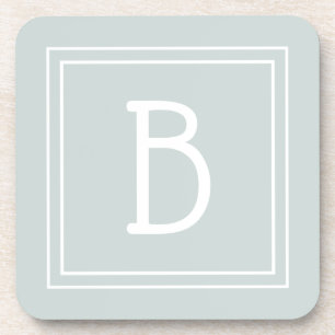 Monogrammed Initial Green & WhiteModern Farmhouse Coaster