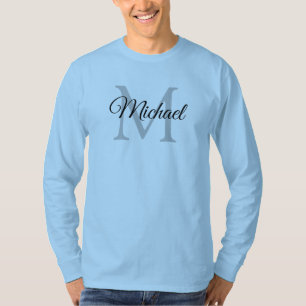 Monogrammed Initial Letter Name Men's Light Blue T-Shirt