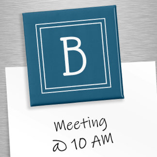 Monogrammed Initial Modern Template Simple Blue  Magnet