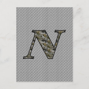 Monogrammed Initial N Hydrangea Floral Postcard