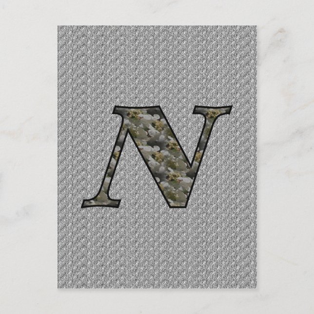 Monogrammed Initial N Hydrangea Floral Postcard (Front)
