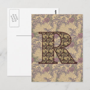 Monogrammed Initial R Elegant Floral Postcard