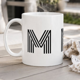 Monogrammed Initial Simple Minimalist Modern Black Coffee Mug