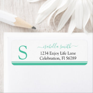 Monogrammed Initial Spring Green Return Address